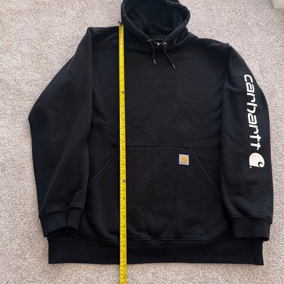 Carhartt K288 Loose Fit Black Hoodie with White Logo Down the Sleeve sz XL Tall - Picture 5 of 6